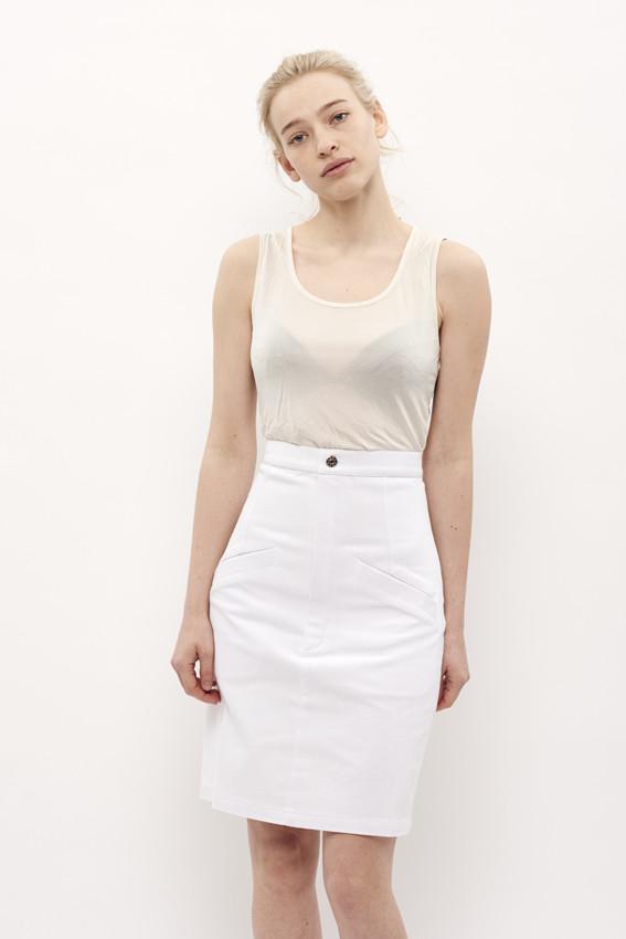 Sophia Lee Højtaljet Nederdel / Hvid denim