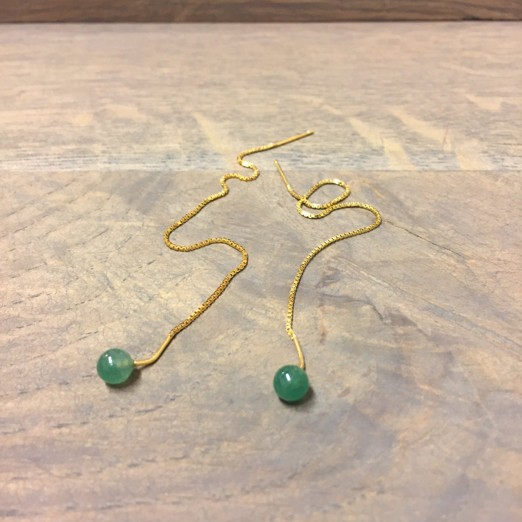 UTTE Design String & Stone Ørekæde / Turkisgrøn & Guld