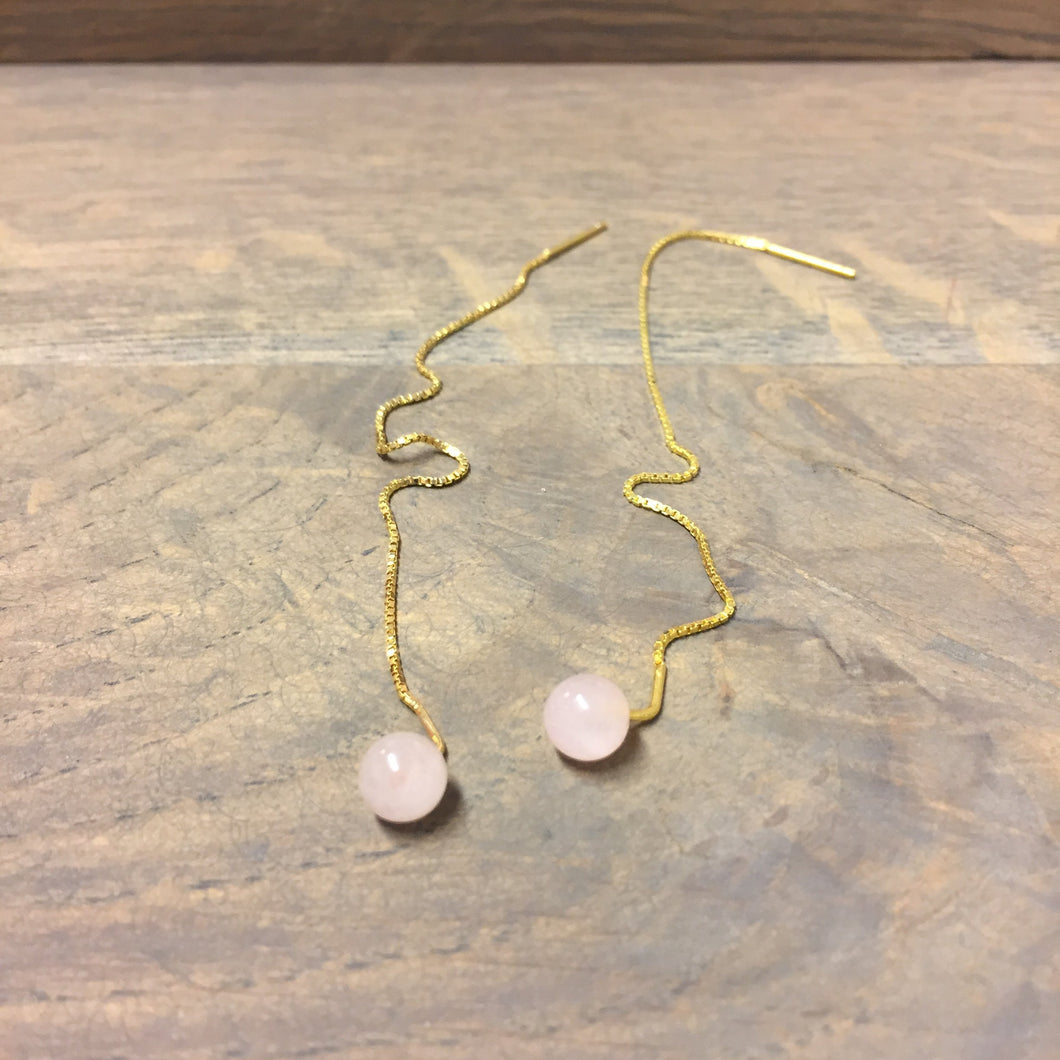 UTTE Design String & Stone Ørekæde / Rosa & Guld