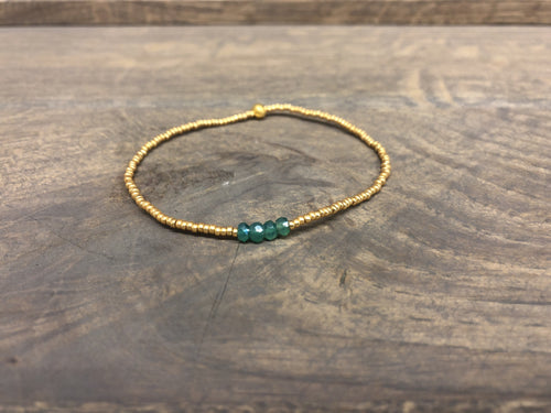 Adele Cph Elastik Armbånd / Guld m. grøn